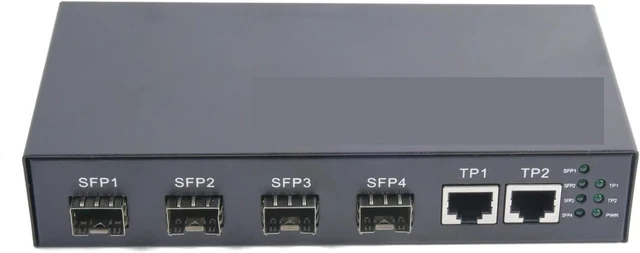 Alt view image 3 of 7 - 4 SFP to 2 RJ45 Transceiver 10/100/1000M Fiber Optic Switch