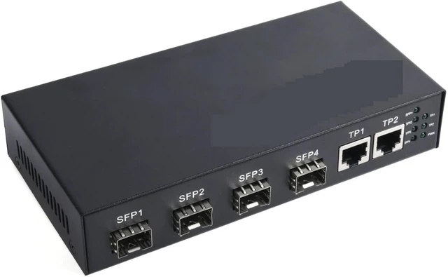 Alt view image 5 of 7 - 4 SFP to 2 RJ45 Transceiver 10/100/1000M Fiber Optic Switch