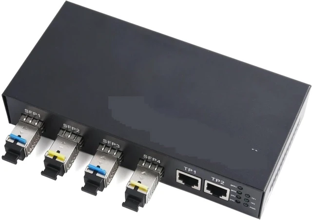 Alt view image 6 of 7 - 4 SFP to 2 RJ45 Transceiver 10/100/1000M Fiber Optic Switch
