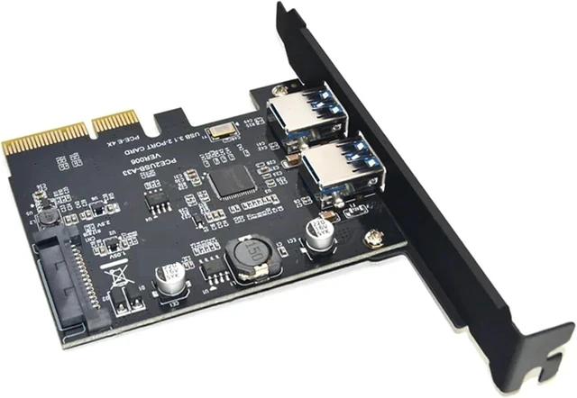 Alt view image 4 of 5 - Add On Cards SuperSpeed 10Gbps 3.1 2 Port PCI Express Card 15pin Power Connector PCI-E Adapter ASM3142 Chipset
