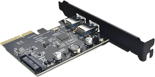 Alt view image 3 of 5 - Add On Cards SuperSpeed 10Gbps 3.1 2 Port PCI Express Card 15pin Power Connector PCI-E Adapter ASM3142 Chipset