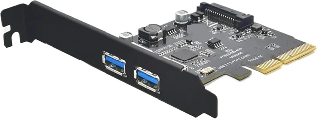 Alt view image 2 of 5 - Add On Cards SuperSpeed 10Gbps 3.1 2 Port PCI Express Card 15pin Power Connector PCI-E Adapter ASM3142 Chipset