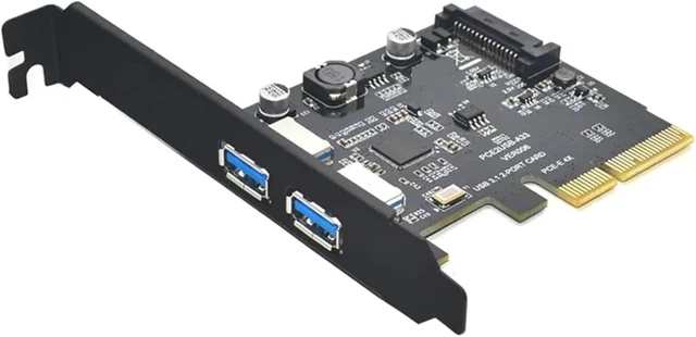 Alt view image 5 of 5 - Add On Cards SuperSpeed 10Gbps 3.1 2 Port PCI Express Card 15pin Power Connector PCI-E Adapter ASM3142 Chipset