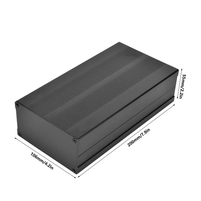 Alt view image 7 of 7 - Sand Black Aluminum Alloy Electronics Enclosure, 55x106x200mm Heat