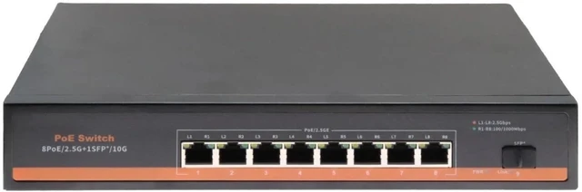 Main image of 8 X 2.5Gbps RJ45 PoE Ports + 1 X 10G SFP+ Fiber Port Ethernet PoE Switch