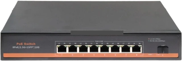 Alt view image 5 of 6 - 8 X 2.5Gbps RJ45 PoE Ports + 1 X 10G SFP+ Fiber Port Ethernet PoE Switch