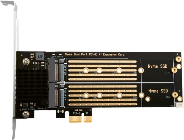 Alt view image 2 of 4 - PCIe to M2 NVME Adapter Card PCIe X1 2Port NVME M Key SSD Converter M.2 PCI Express X1 Adapter Expansion Card Riser
