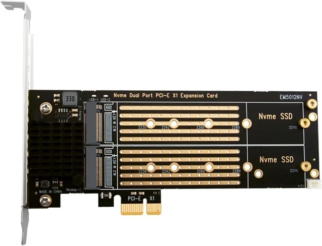 Alt view image 3 of 4 - PCIe to M2 NVME Adapter Card PCIe X1 2Port NVME M Key SSD Converter M.2 PCI Express X1 Adapter Expansion Card Riser