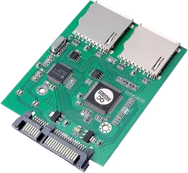 Main image of 2 Port Dual SD SDHC Secure Digital Memory Card to 7+15P Serial ATA Converter Adapter