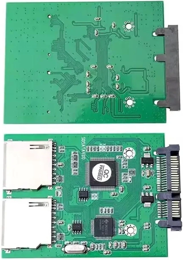 Alt view image 2 of 3 - 2 Port Dual SD SDHC Secure Digital Memory Card to 7+15P Serial ATA Converter Adapter