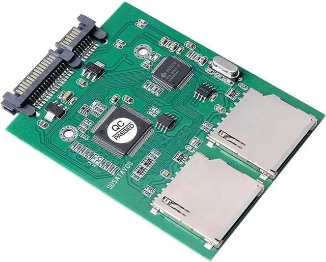 Alt view image 3 of 3 - 2 Port Dual SD SDHC Secure Digital Memory Card to 7+15P Serial ATA Converter Adapter
