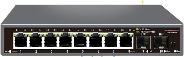 Main image of 1 PCS 8-Port Ethernet Switch Without POE with 2 10G SFP Ports