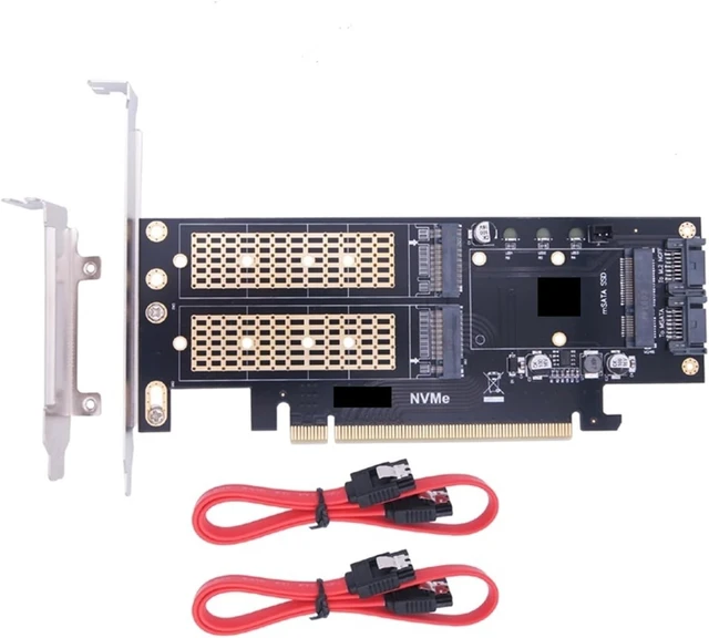 Alt view image 2 of 2 - M2 NVMe SSD NGFF to PCIE 3.0 X16 Adapter M Key B Key mSATA PCI Express 3.0 M.2 NVME SSD M2 SSD mSATA 3 in 1 Converter Riser