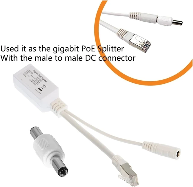 Alt view image 5 of 6 - 1 PCS Passive POE Splitter Cable Kit 12-56V Input 10/100/1000Mbps 12V PoE