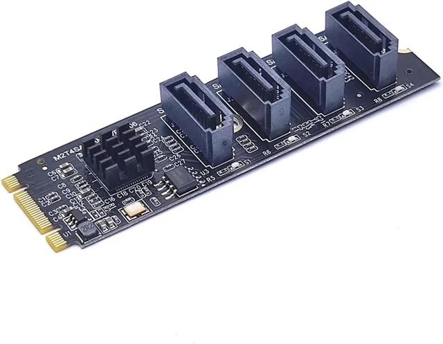Alt view image 2 of 5 - NVME to Expansion Card M.2 NGFF PCIE M Key 4 Port SATA3 M2 3 Controller Multiplier HDD SSD Adapter