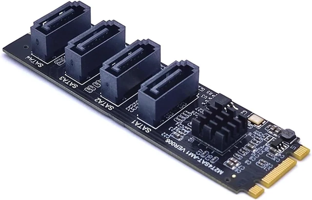 Alt view image 3 of 5 - NVME to Expansion Card M.2 NGFF PCIE M Key 4 Port SATA3 M2 3 Controller Multiplier HDD SSD Adapter
