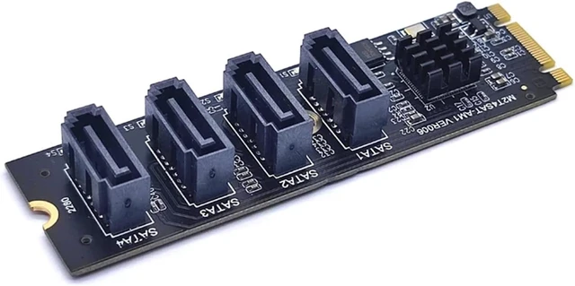 Alt view image 4 of 5 - NVME to Expansion Card M.2 NGFF PCIE M Key 4 Port SATA3 M2 3 Controller Multiplier HDD SSD Adapter