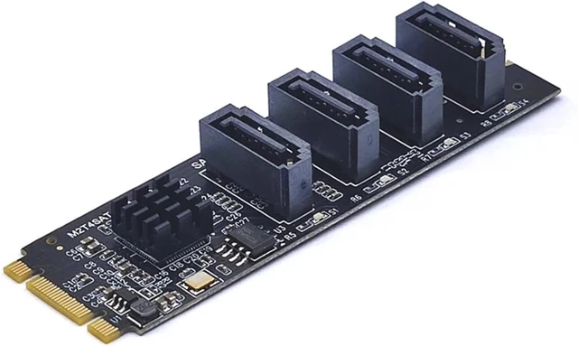 Alt view image 5 of 5 - NVME to Expansion Card M.2 NGFF PCIE M Key 4 Port SATA3 M2 3 Controller Multiplier HDD SSD Adapter
