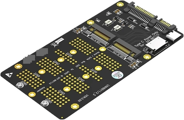 Alt view image 2 of 2 - M.2 SSD B Key to 3.0 + M.2 NVME SSD M2 SSD Adapter for 2230 2242 2260 2280 M2 SSD Power M Key to SFF-8611 Riser
