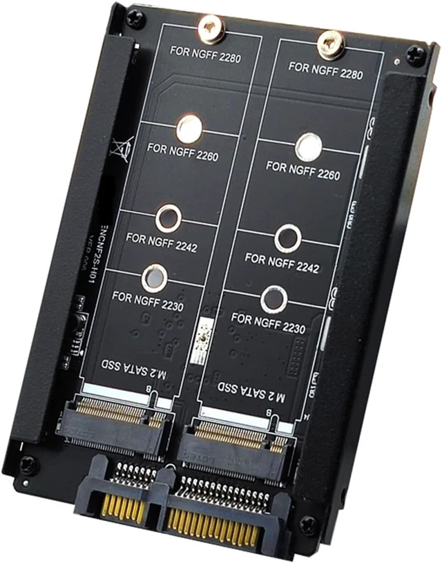 Alt view image 2 of 3 - Metal Case Dual B+M Key M.2 NGFF SSD to 2.5 6Gb Adapter Card with Enclosure Socket M2 NGFF to Adapter M.2 Adapter