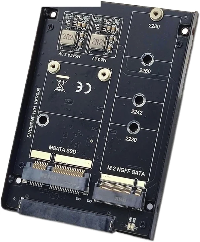 Alt view image 2 of 6 - Metal Case SSD to 3.0 6Gbps 2.5" Adapter Card with Enclosure Socket to M.2 SSD B+M Key mSATA SSD JBOD Adapter