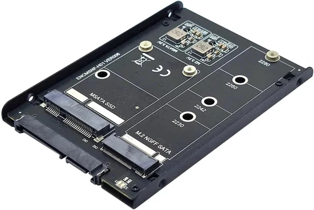 Alt view image 3 of 6 - Metal Case SSD to 3.0 6Gbps 2.5" Adapter Card with Enclosure Socket to M.2 SSD B+M Key mSATA SSD JBOD Adapter