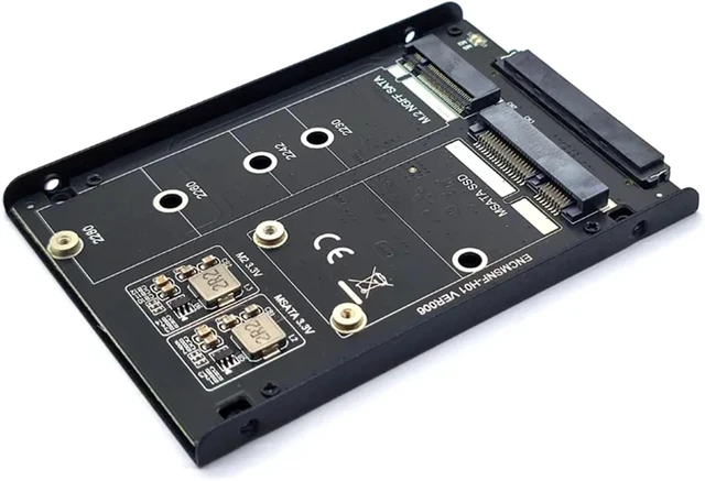 Alt view image 5 of 6 - Metal Case SSD to 3.0 6Gbps 2.5" Adapter Card with Enclosure Socket to M.2 SSD B+M Key mSATA SSD JBOD Adapter