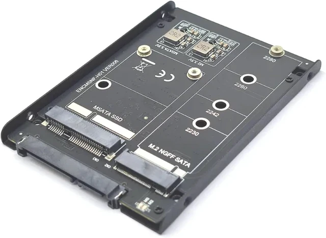 Alt view image 6 of 6 - Metal Case SSD to 3.0 6Gbps 2.5" Adapter Card with Enclosure Socket to M.2 SSD B+M Key mSATA SSD JBOD Adapter