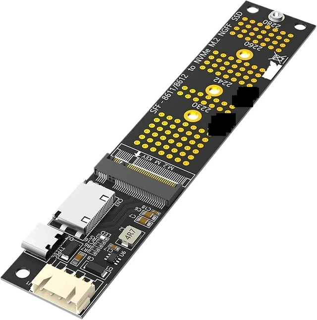 Main image of M.2 NVME M Key to SFF-8611 Riser Power Supply NVME SSD Adapter + to 4Pin Power Cable for 2230 2242 2260 2280 M.2 SSD