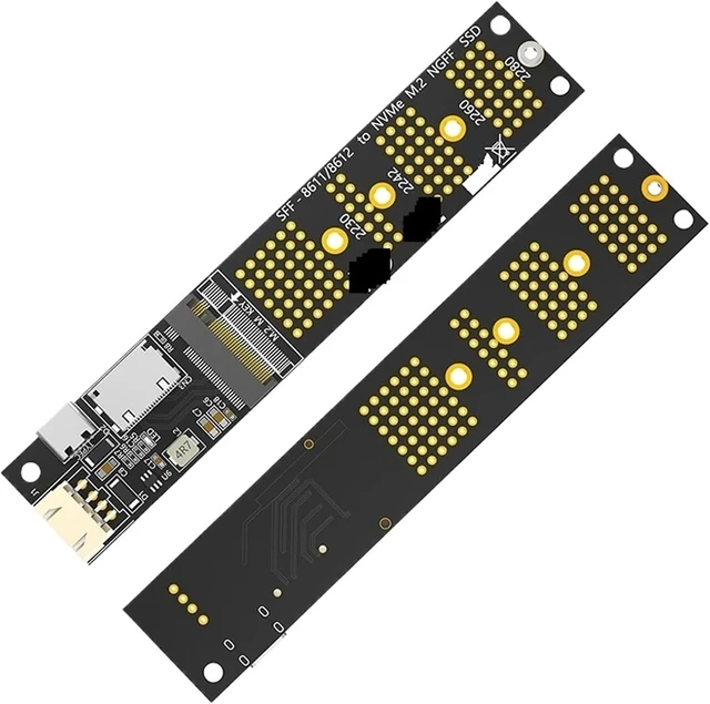 Alt view image 2 of 2 - M.2 NVME M Key to SFF-8611 Riser Power Supply NVME SSD Adapter + to 4Pin Power Cable for 2230 2242 2260 2280 M.2 SSD