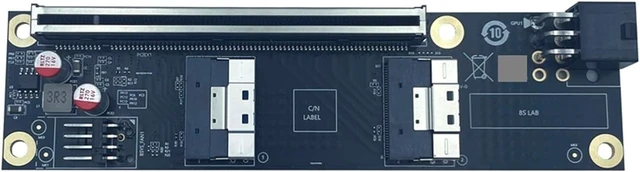 Main image of SFF-8654 to PCI Express X16 Extender Riser Board Slim to PCIE 5.0 16X Converter with 6Pin Power Supply for GPU Graphics Card