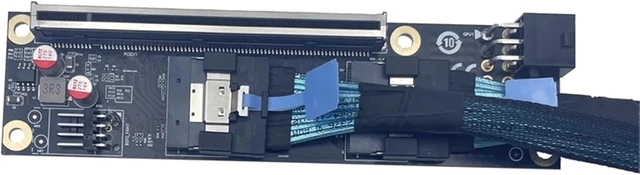 Alt view image 2 of 2 - SFF-8654 to PCI Express X16 Extender Riser Board Slim to PCIE 5.0 16X Converter with 6Pin Power Supply for GPU Graphics Card
