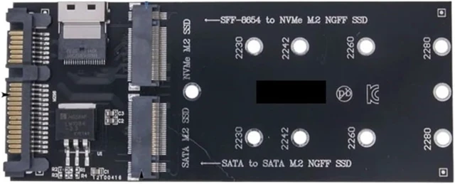 Alt view image 4 of 4 - M.2 SSD to + M2 NVME SSD to SFF-8654 Converter 22Pin to M2 Expansion Card for PC Desktop Mainboard M2 SSD Adapter