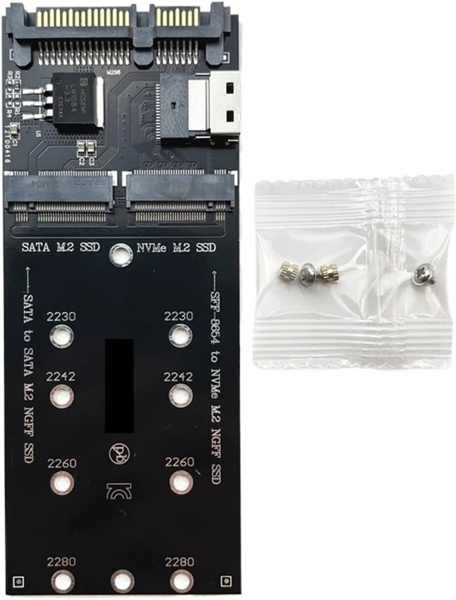 Alt view image 3 of 4 - M.2 SSD to + M2 NVME SSD to SFF-8654 Converter 22Pin to M2 Expansion Card for PC Desktop Mainboard M2 SSD Adapter