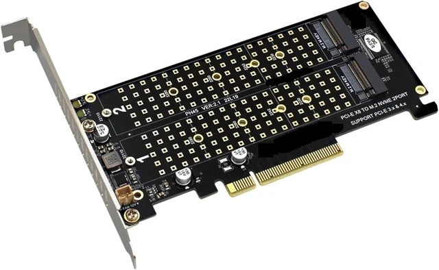 Main image of Dual M.2 NVME to PCI Express X8 4.0 Controller PCIE Split Card 2 Ports M2 NVME M Key for 2230 2242 2260 2280 22110 NVME SSD