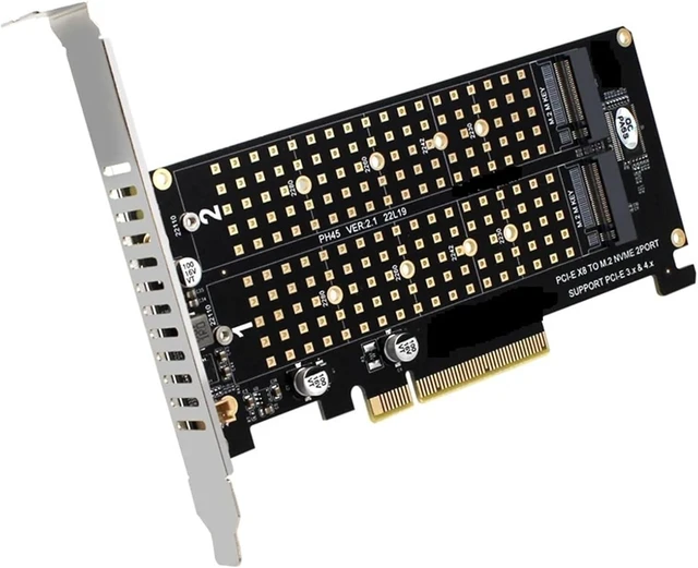 Alt view image 3 of 3 - Dual M.2 NVME to PCI Express X8 4.0 Controller PCIE Split Card 2 Ports M2 NVME M Key for 2230 2242 2260 2280 22110 NVME SSD