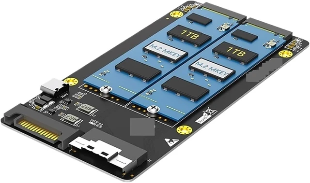 Alt view image 2 of 2 - Support PCIe Bifurcation Dual M.2 NVME M Key to SFF-8654 8i Adapter M2 SSD Riser Card Board Power Supply Motherboard