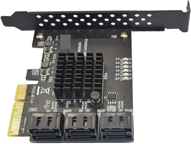 Alt view image 2 of 2 - 6 Ports 3.0 6Gbps PCI-Express Expansion Card Adapter Riser Single Port Up to 500Mb