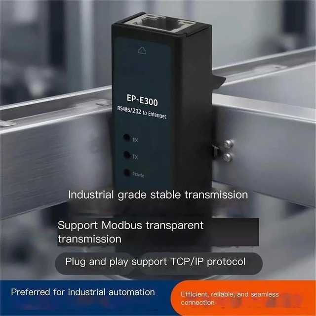 Alt view image 3 of 5 - E300 DIN Rail RS485 Modbus Gateway Serial to Ethernet Module