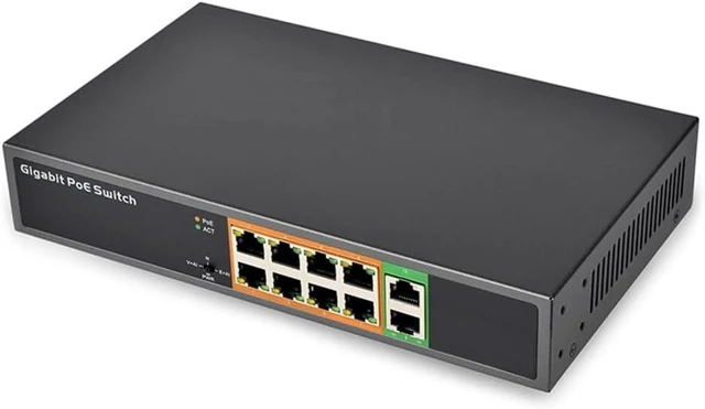 Main image of Unmanaged Networking Switcher 10 Port 8 PoE Plus 2 Uplink Port