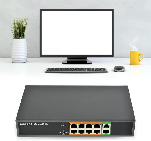 Alt view image 6 of 7 - Unmanaged Networking Switcher 10 Port 8 PoE Plus 2 Uplink Port