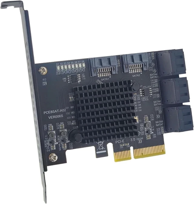 Alt view image 6 of 6 - PCIE 8 Port Expansion Card Extension Board PCI E PCI-E PCI Express X4 to SATA3 6G HDD SSD Adapter Controller Hub Multiplier