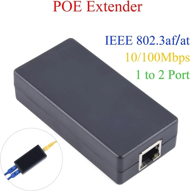 Alt view image 2 of 6 - 1 to 2 Port PoE Extender 100Mbps 262ft IEEE 802.3af/at for IP Cameras AP VoIP