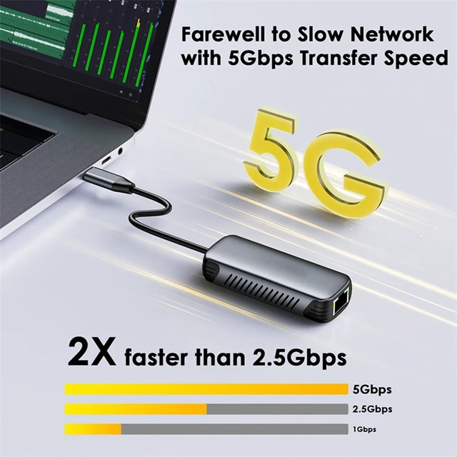 Alt view image 2 of 7 - 5Gbps Ethernet Adapter Type C Fast Ethernet Adapter for Desktop