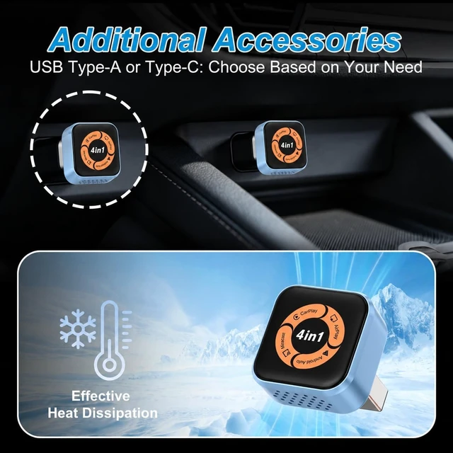 Alt view image 4 of 7 - 4-in-1 Wireless CarPlay & Android Auto Adapter