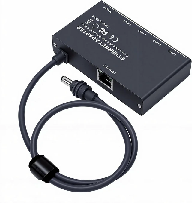 Alt view image 5 of 7 - Duokon Ethernet Adapter, ABS 4 Port Gigabit Network Switch with 0.5m