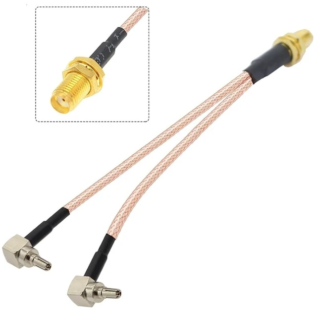 Alt view image 2 of 5 - 3G 4G Antenna SMA Female to Dual CRC9/SMA/TS9 Connector Y Type Splitter Combiner RF Coaxial Pigtail Cable Compatible with Modem Router(RPSMA F to 2xCRC9)