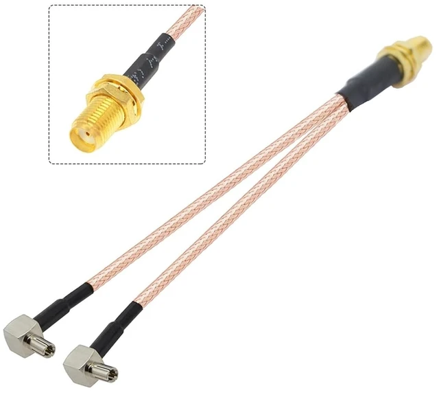 Alt view image 4 of 5 - 3G 4G Antenna SMA Female to Dual CRC9/SMA/TS9 Connector Y Type Splitter Combiner RF Coaxial Pigtail Cable Compatible with Modem Router(RPSMA F to 2xCRC9)