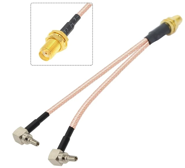 Alt view image 3 of 5 - 3G 4G Antenna SMA Female to Dual CRC9/SMA/TS9 Connector Y Type Splitter Combiner RF Coaxial Pigtail Cable Compatible with Modem Router(RPSMA F to 2xCRC9)