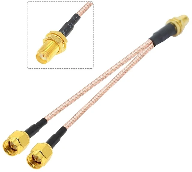 Alt view image 5 of 5 - 3G 4G Antenna SMA Female to Dual CRC9/SMA/TS9 Connector Y Type Splitter Combiner RF Coaxial Pigtail Cable Compatible with Modem Router(RPSMA F to 2xCRC9)